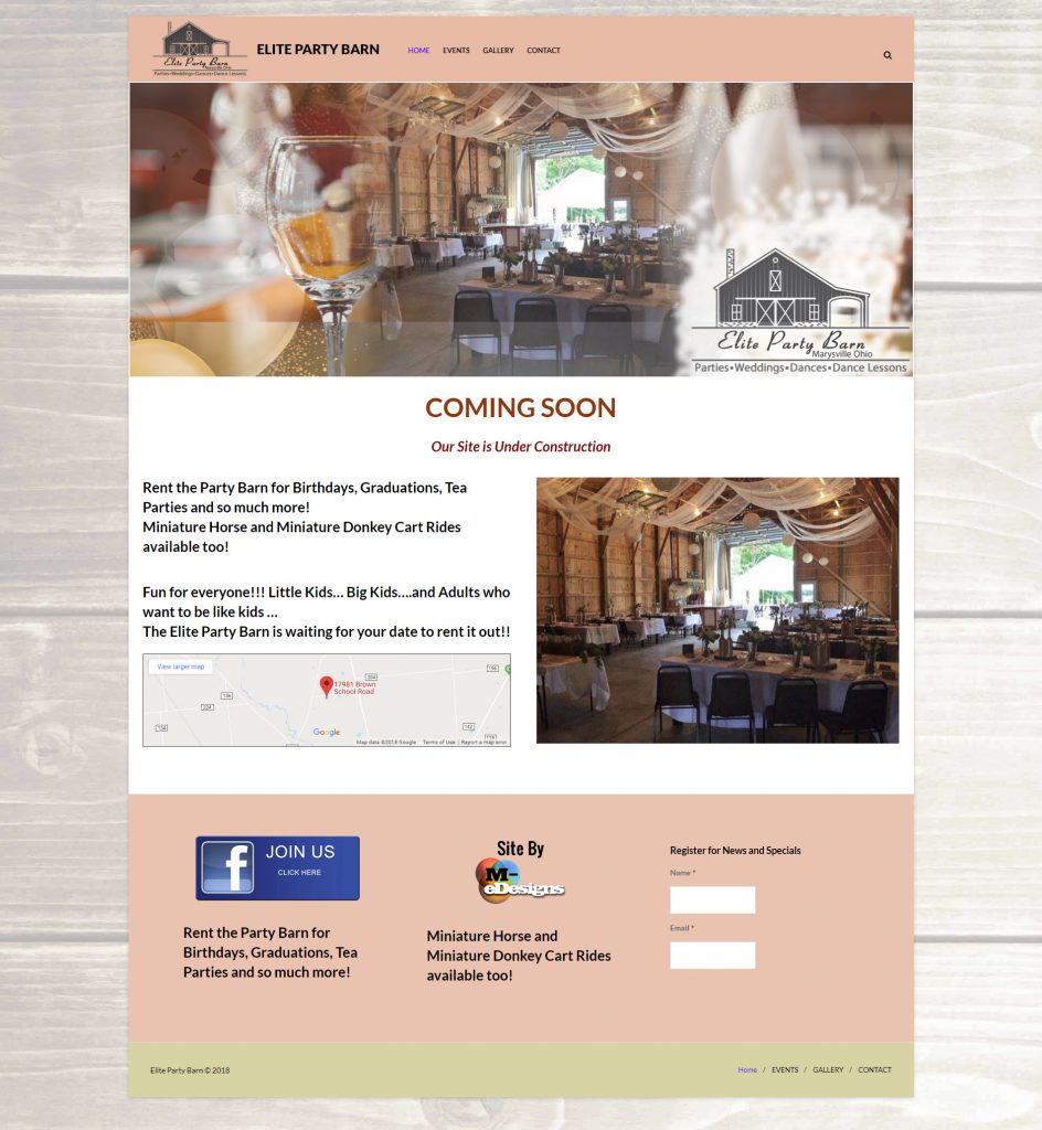 ELITEPARTYBARN Site, Logo Design and Marketing Materials Design
Marysville Ohio